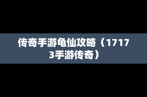 传奇手游龟仙攻略（17173手游传奇）