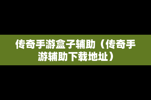 传奇手游盒子辅助（传奇手游辅助下载地址）