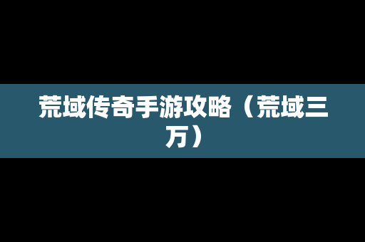荒域传奇手游攻略（荒域三万）