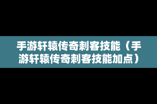 手游轩辕传奇刺客技能（手游轩辕传奇刺客技能加点）