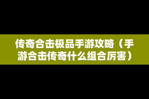 传奇合击极品手游攻略（手游合击传奇什么组合厉害）