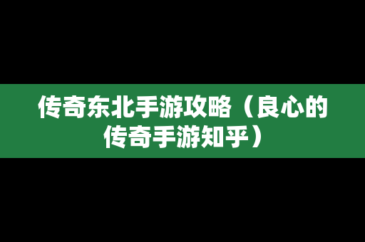 传奇东北手游攻略（良心的传奇手游知乎）