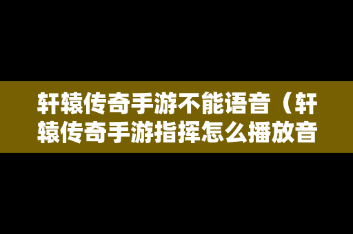 轩辕传奇手游不能语音（轩辕传奇手游指挥怎么播放音乐）