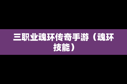 三职业魂环传奇手游（魂环技能）