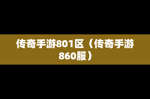 传奇手游801区（传奇手游860服）