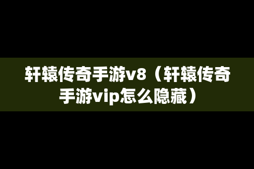 轩辕传奇手游v8（轩辕传奇手游vip怎么隐藏）