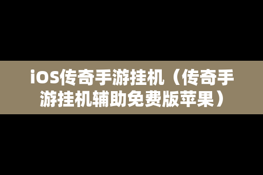 iOS传奇手游挂机（传奇手游挂机辅助免费版苹果）