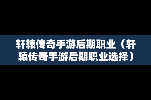 轩辕传奇手游后期职业（轩辕传奇手游后期职业选择）