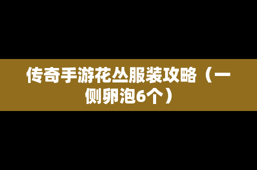 传奇手游花丛服装攻略（一侧卵泡6个）