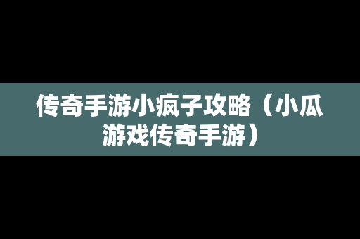 传奇手游小疯子攻略（小瓜游戏传奇手游）