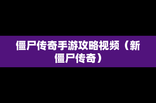 僵尸传奇手游攻略视频（新僵尸传奇）