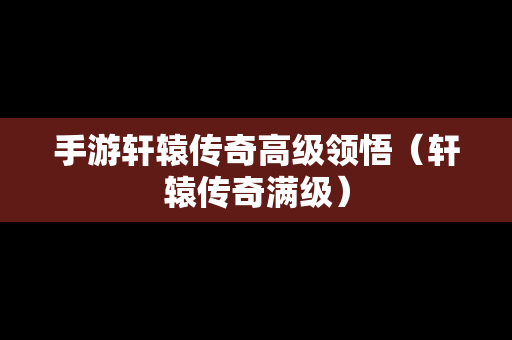 手游轩辕传奇高级领悟（轩辕传奇满级）
