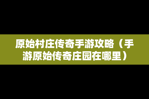 原始村庄传奇手游攻略（手游原始传奇庄园在哪里）