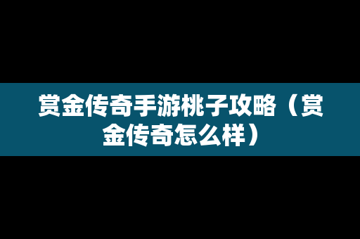 赏金传奇手游桃子攻略（赏金传奇怎么样）