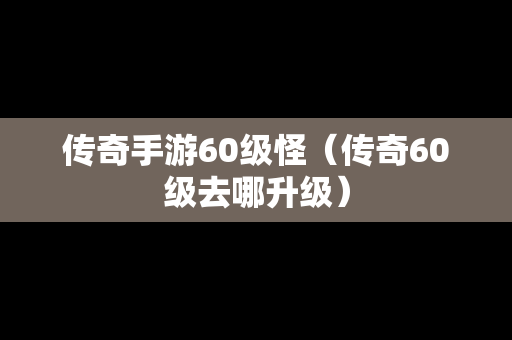 传奇手游60级怪（传奇60级去哪升级）