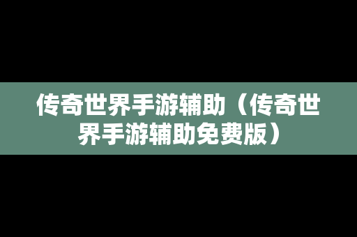 传奇世界手游辅助（传奇世界手游辅助免费版）