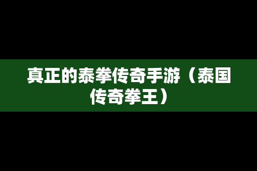 真正的泰拳传奇手游（泰国传奇拳王）