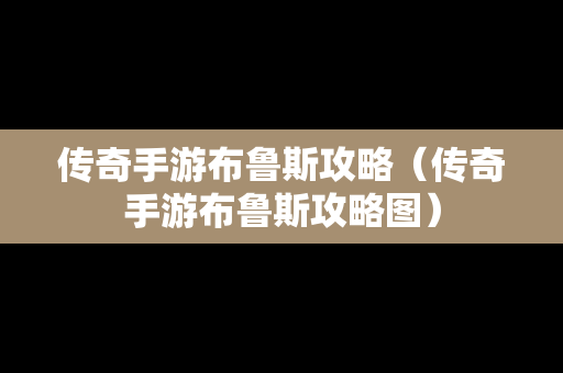 传奇手游布鲁斯攻略（传奇手游布鲁斯攻略图）