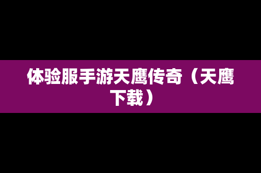体验服手游天鹰传奇（天鹰下载）