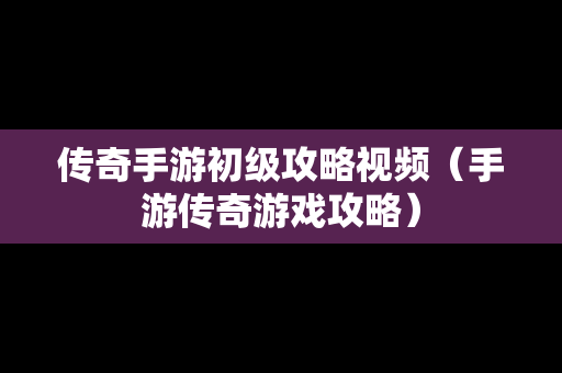 传奇手游初级攻略视频（手游传奇游戏攻略）