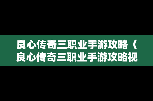 良心传奇三职业手游攻略（良心传奇三职业手游攻略视频）