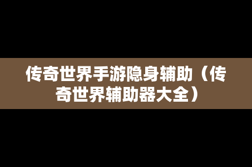 传奇世界手游隐身辅助（传奇世界辅助器大全）