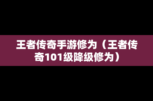 王者传奇手游修为（王者传奇101级降级修为）