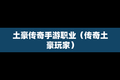 土豪传奇手游职业（传奇土豪玩家）