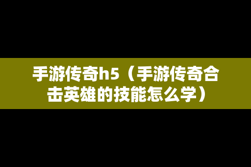 手游传奇h5（手游传奇合击英雄的技能怎么学）