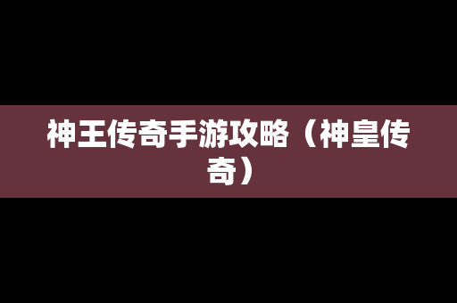 神王传奇手游攻略（神皇传奇）