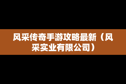 风采传奇手游攻略最新（风采实业有限公司）