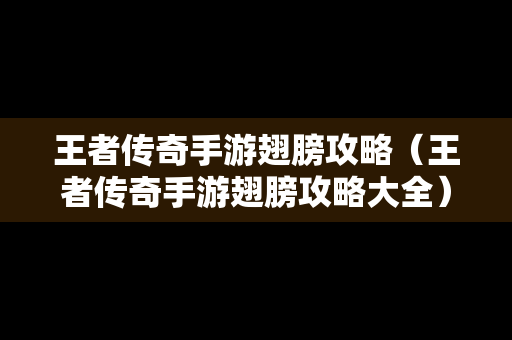 王者传奇手游翅膀攻略（王者传奇手游翅膀攻略大全）