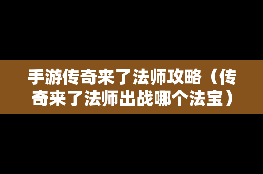 手游传奇来了法师攻略（传奇来了法师出战哪个法宝）