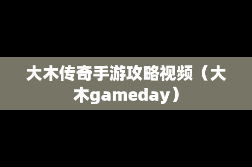 大木传奇手游攻略视频（大木gameday）