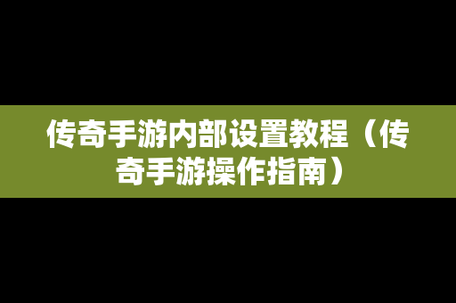 传奇手游内部设置教程（传奇手游操作指南）